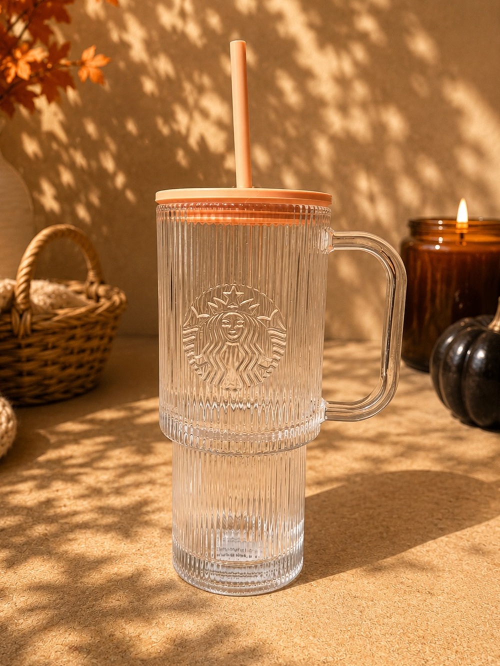 New 🍁 Starbucks Ribbed Glass Tumbler